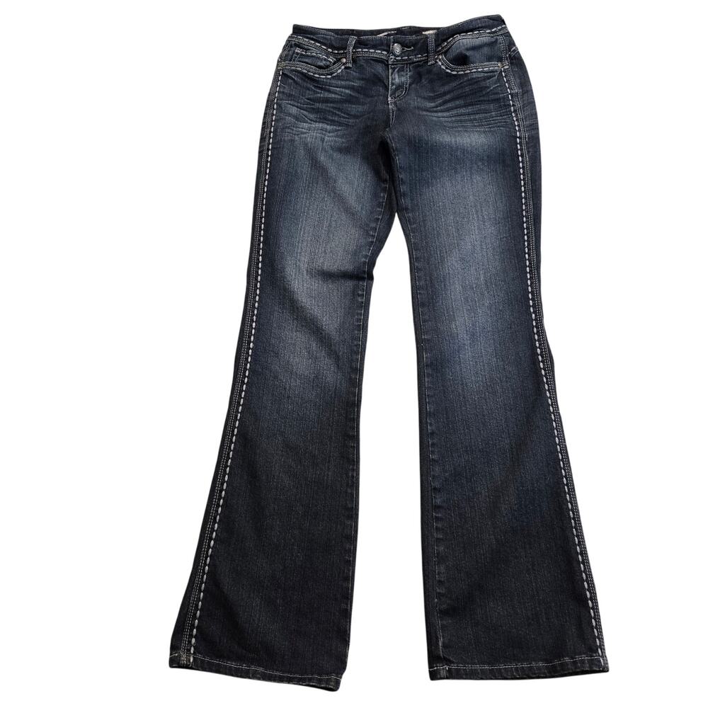 Seven7 Dark Wash Boot Cut Jeans with White Side Stitching